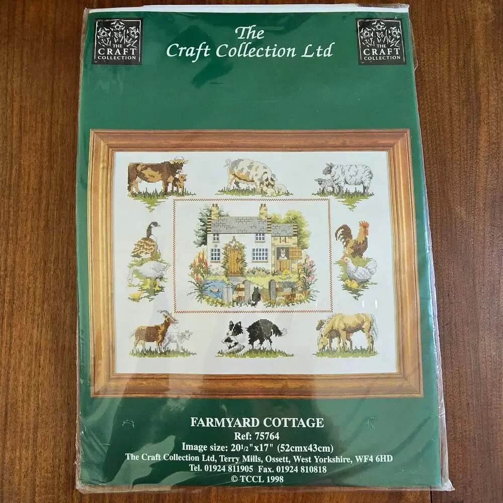 Vintage The Craft Collection Farmyard Cottage Cross Stitch Kit Barnyard Farmyard